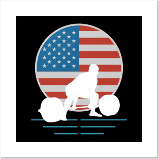 USA Flag Deadlift - Powerlifting Posters and Art